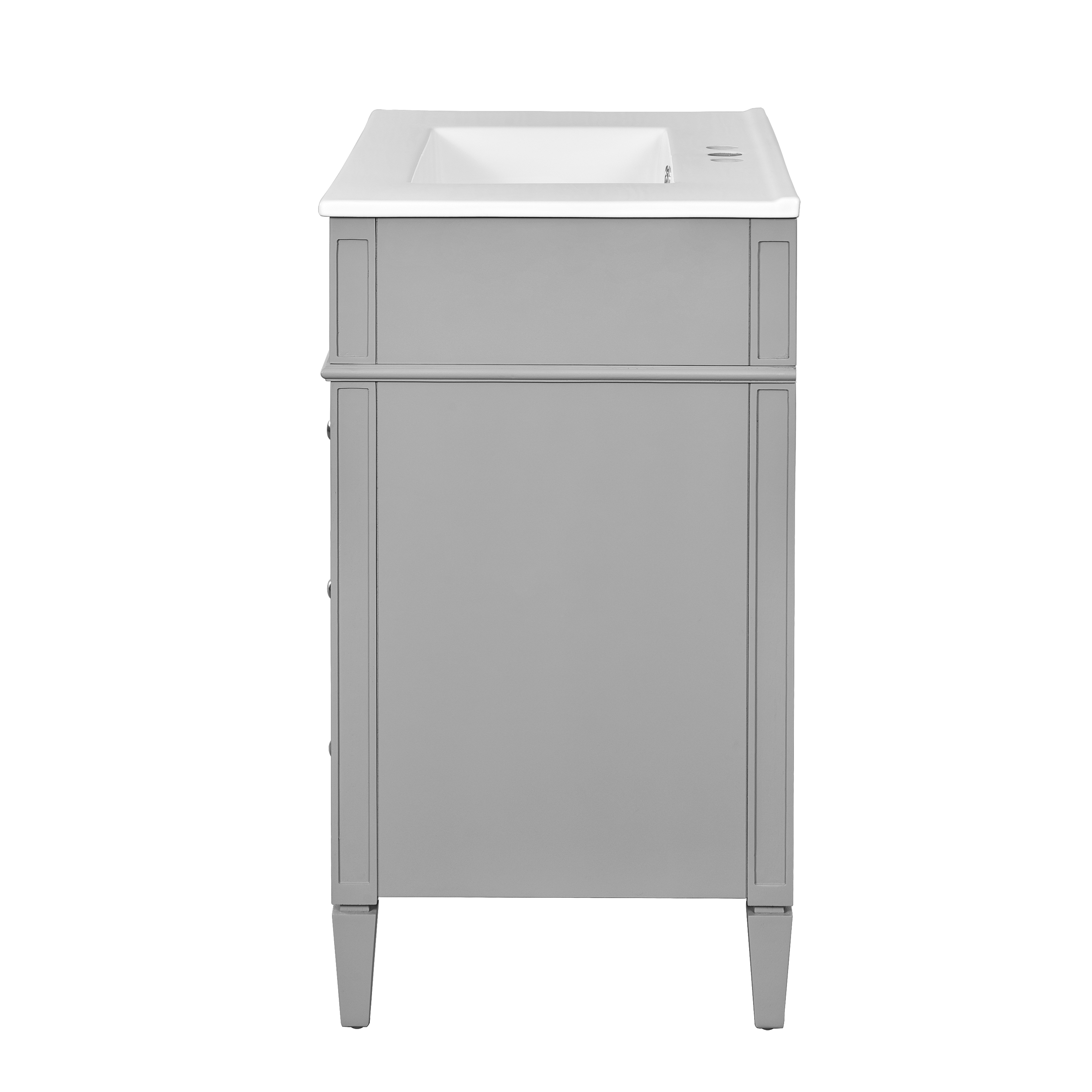30   Bathroom Vanity With Top Sink, Modern Bathroom Storage Cabinet With 2 Drawers And A Tip-out Drawer, Single Sink Bathroom Vanity