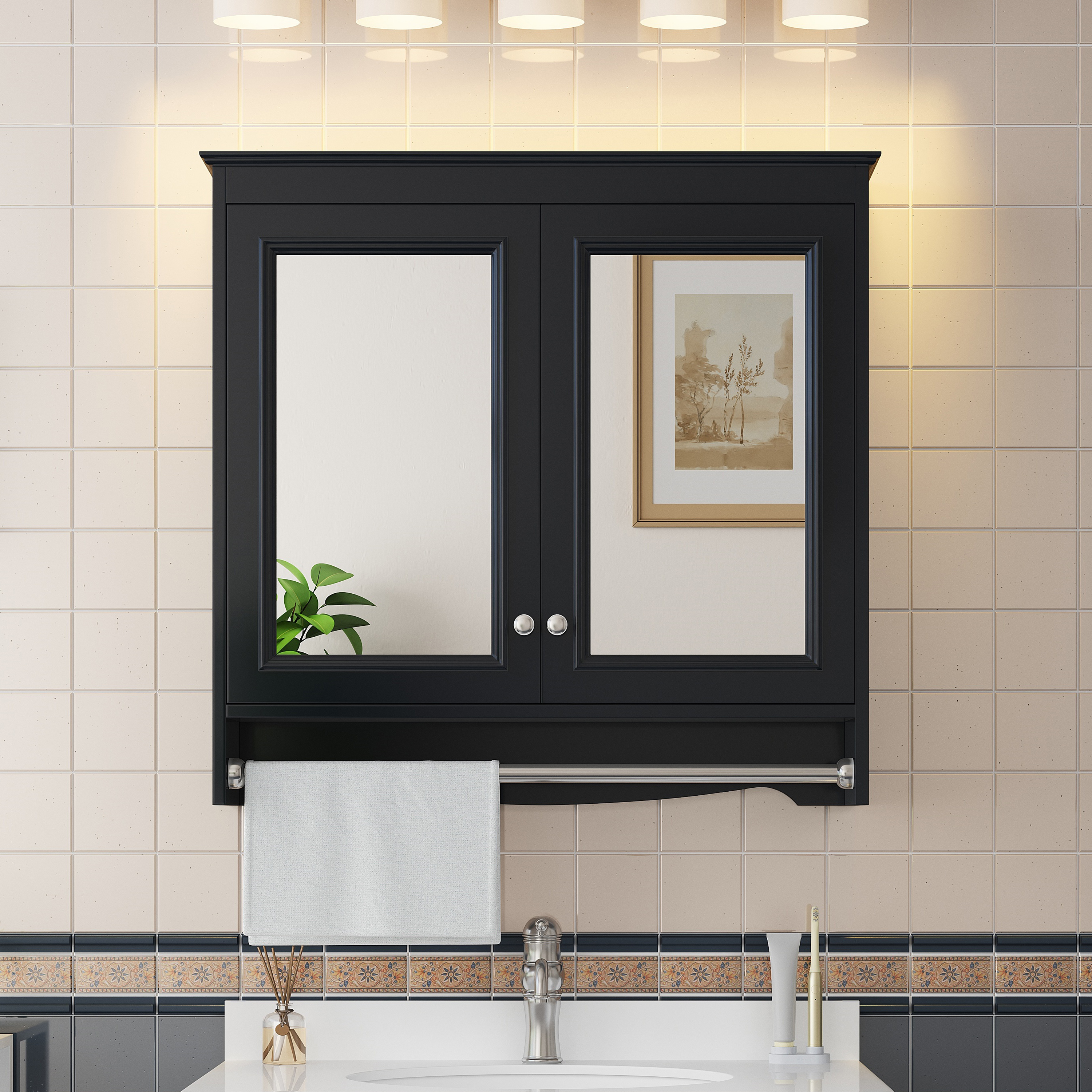 3-in-1 Bathroom Mirror Cabinet, 30 Inch Wall Mounted Medicine Cabinet With Adjustable Shelves & Soft Close Doors, High-Define Mirror With Storage For Bathroom Vanity