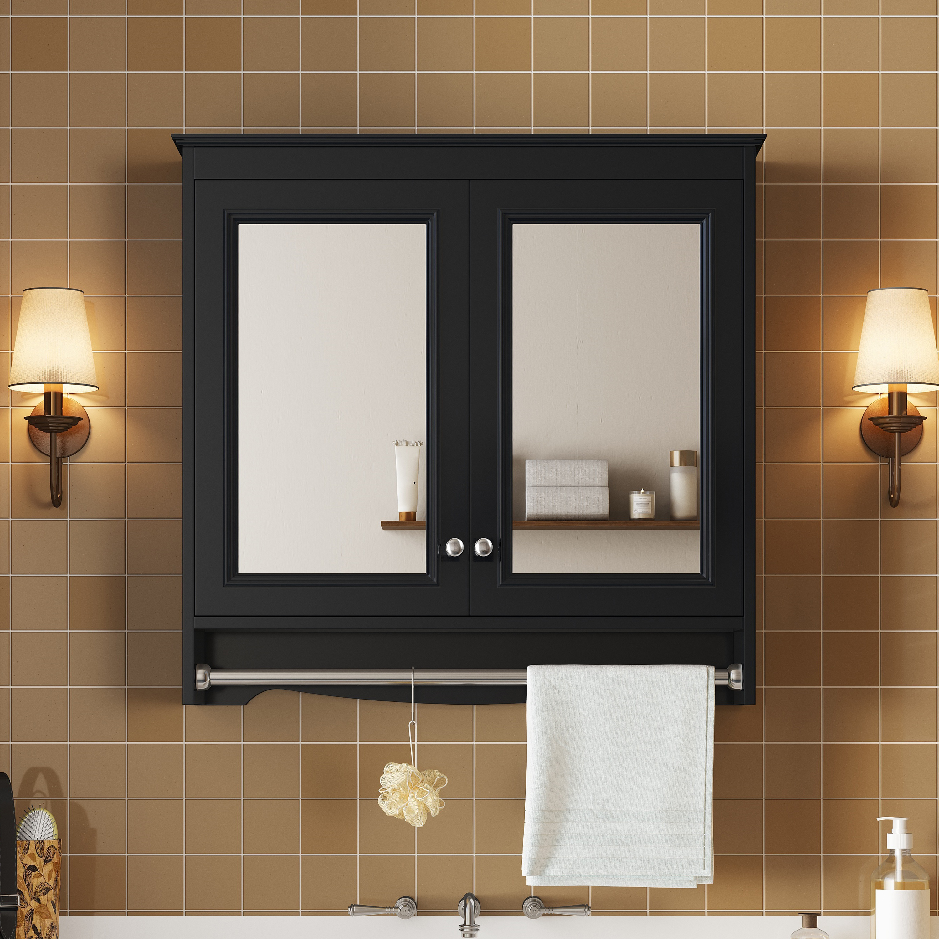 3-in-1 Bathroom Mirror Cabinet, 30 Inch Wall Mounted Medicine Cabinet With Adjustable Shelves & Soft Close Doors, High-Define Mirror With Storage For Bathroom Vanity
