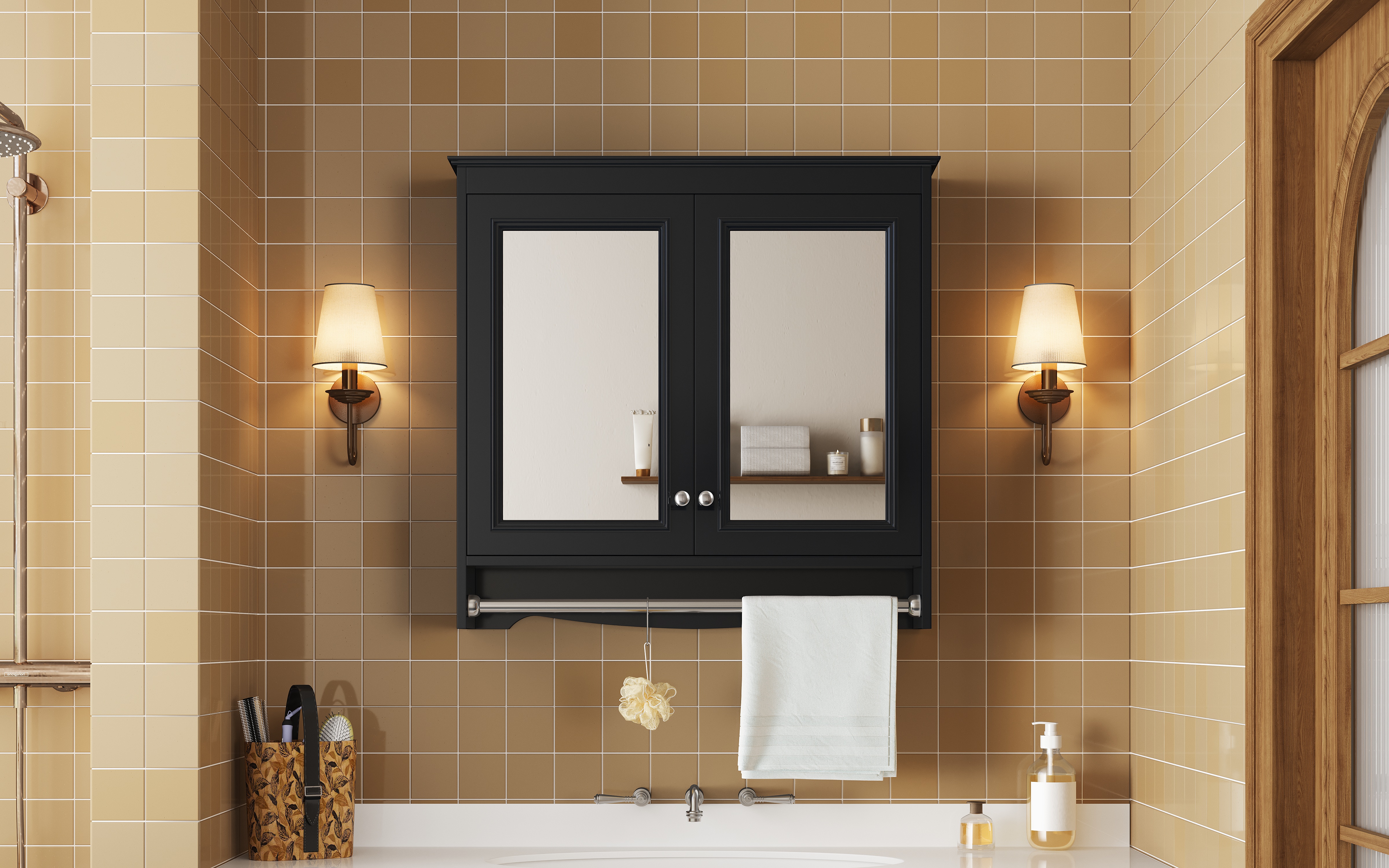 3-in-1 Bathroom Mirror Cabinet, 30 Inch Wall Mounted Medicine Cabinet With Adjustable Shelves & Soft Close Doors, High-Define Mirror With Storage For Bathroom Vanity