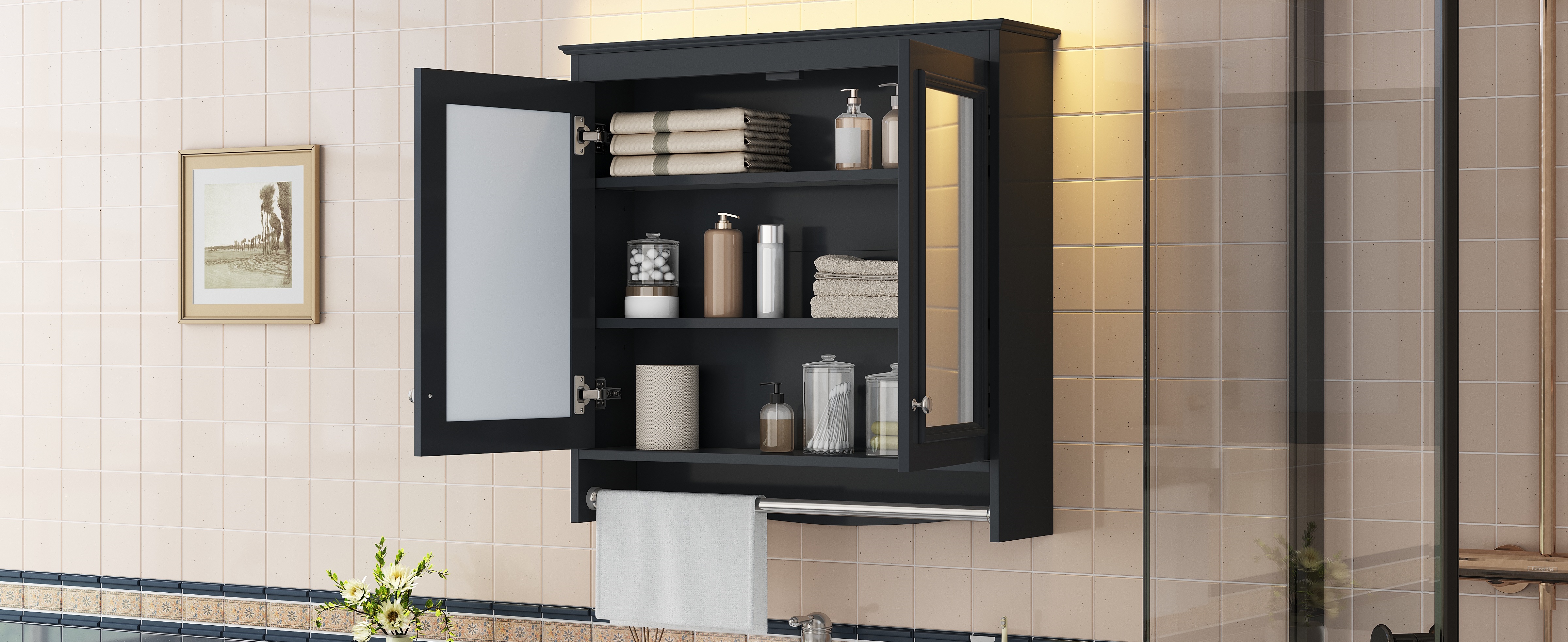 3-in-1 Bathroom Mirror Cabinet, 30 Inch Wall Mounted Medicine Cabinet With Adjustable Shelves & Soft Close Doors, High-Define Mirror With Storage For Bathroom Vanity