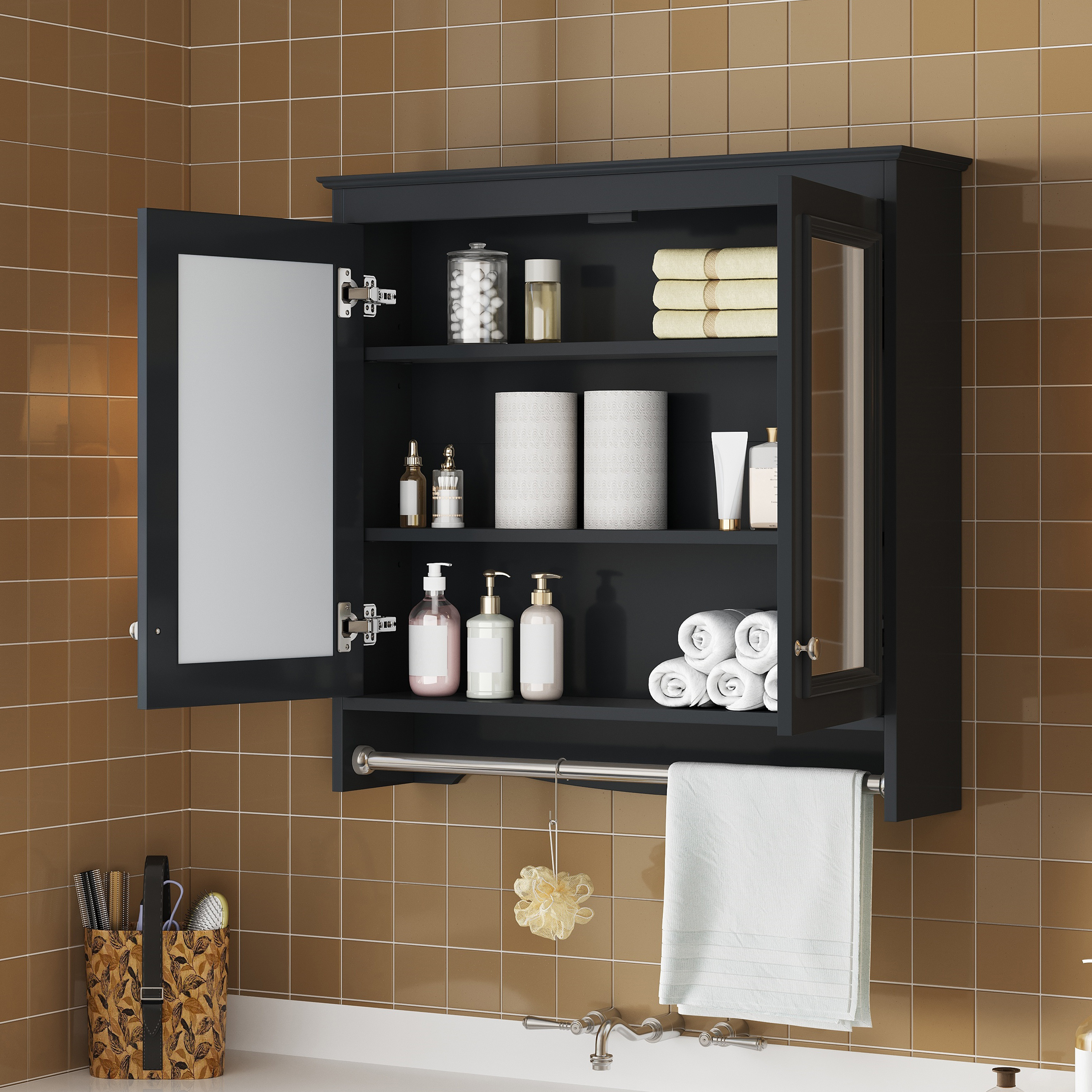 3-in-1 Bathroom Mirror Cabinet, 30 Inch Wall Mounted Medicine Cabinet With Adjustable Shelves & Soft Close Doors, High-Define Mirror With Storage For Bathroom Vanity