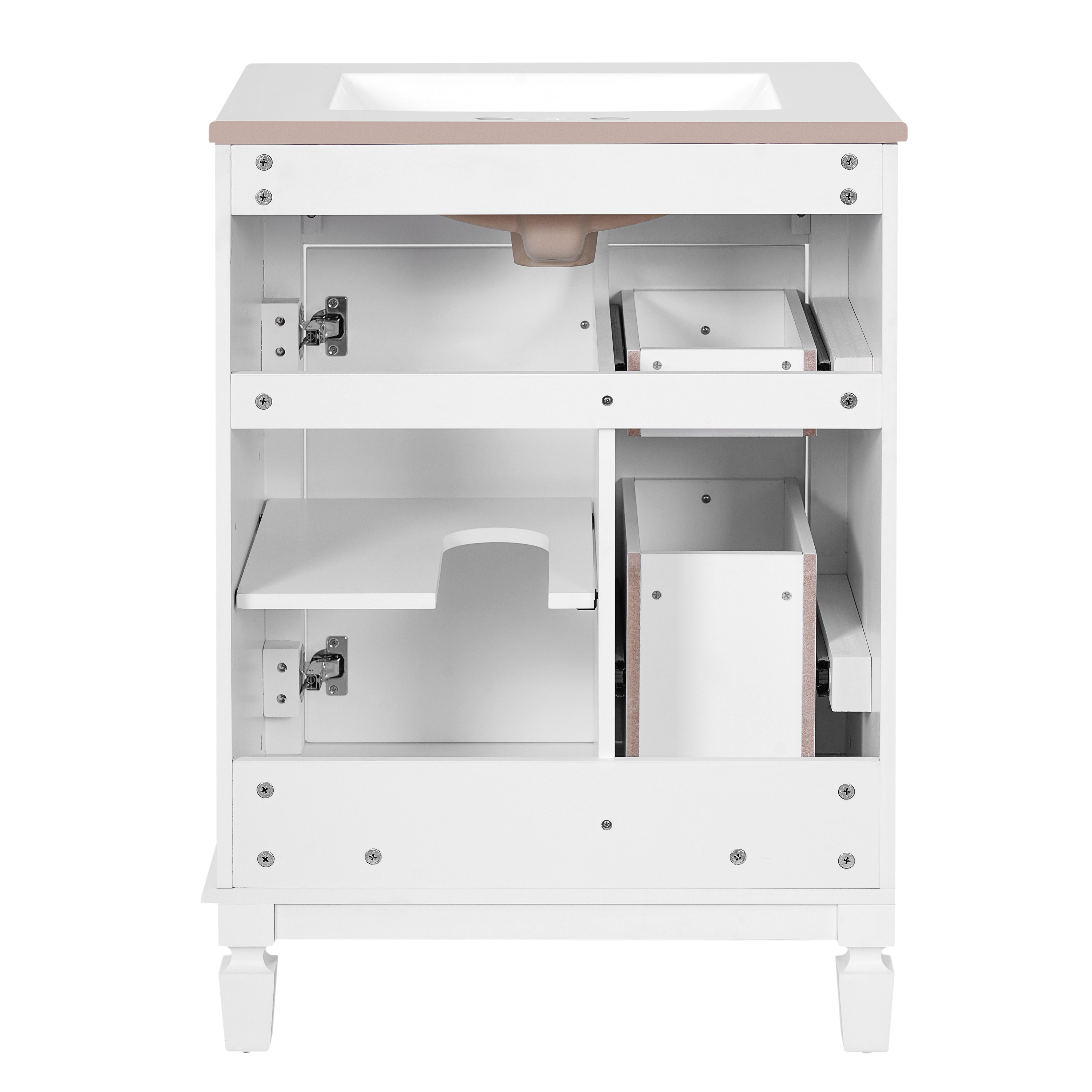 24   Bathroom Vanity With Ceramic Sink, Small Bathroom Sink Cabinet, Modern Cabinet With 2 Drawers And Adjustable Shelf