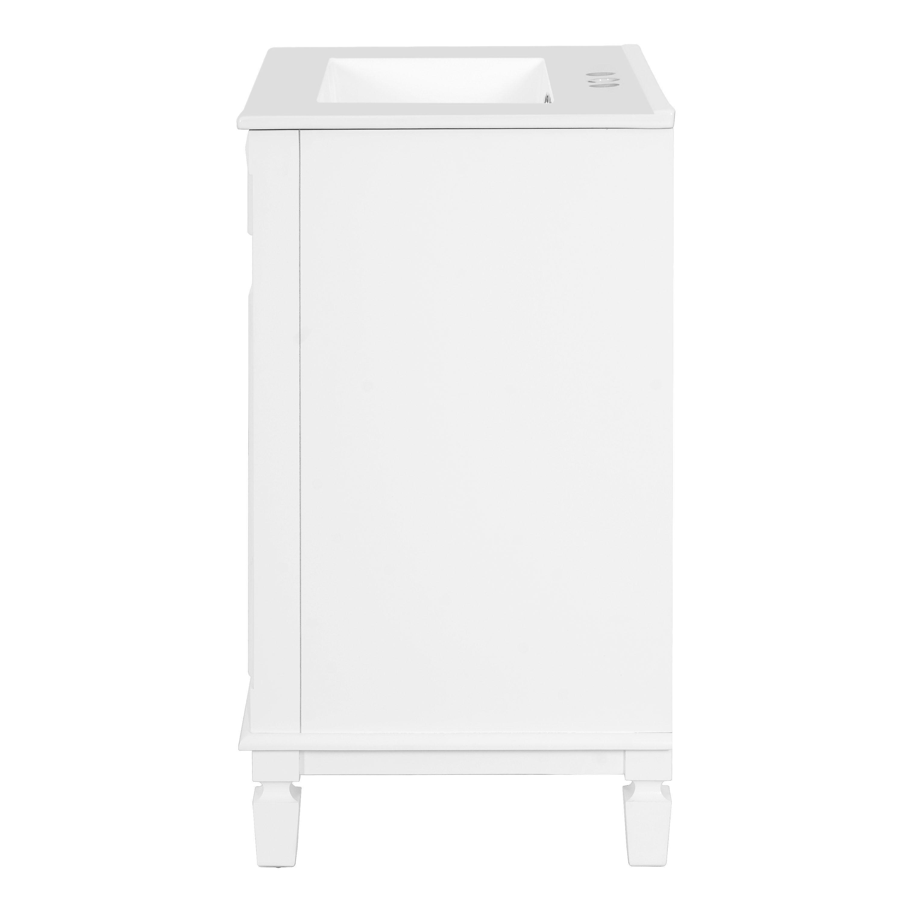 24   Bathroom Vanity With Ceramic Sink, Small Bathroom Sink Cabinet, Modern Cabinet With 2 Drawers And Adjustable Shelf