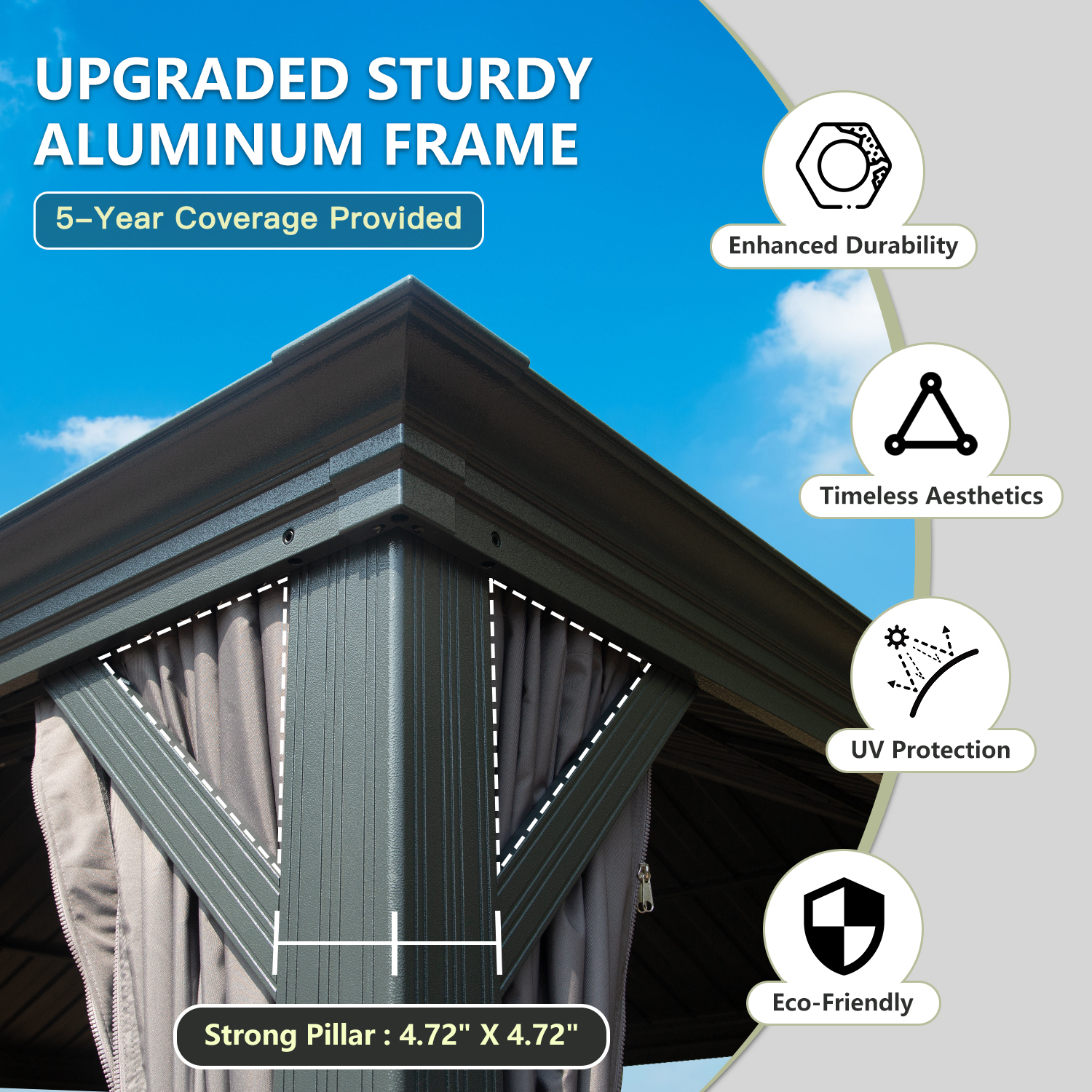 10   X 12   Hardtop Gazebo Outdoor Metal Gazebo With Galvanized Steel Double Roof Canopy, Aluminum Frame, Curtains And Netting For Patio, Deck, Garden, Grey