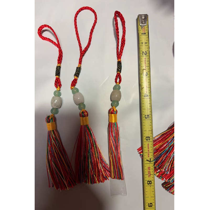 Knot Tassel Pendant For Phone Case, Mini Mala Tassels With Hanging Loop, Jade Beads And Charms