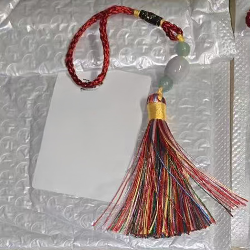 Knot Tassel Pendant For Phone Case, Mini Mala Tassels With Hanging Loop, Jade Beads And Charms