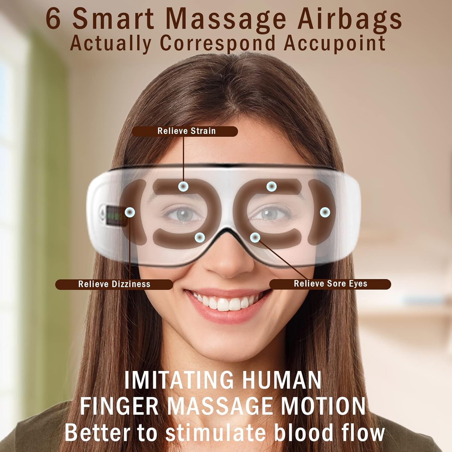 Electric Smart Eye Massager Vibration Heat Airbag Compression & Bluetooth Music