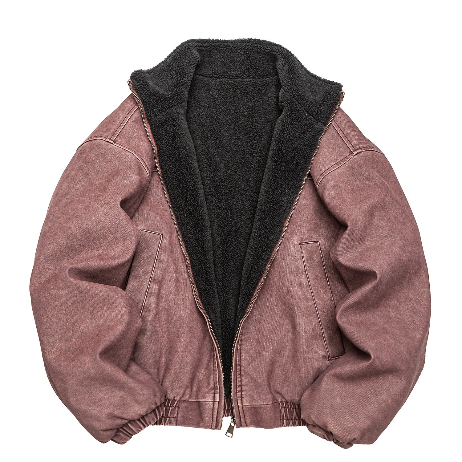 Vintage Distressed Cotton Coat Mens Stand-collar Padded Jacket Thickened Cotton Overcoat
