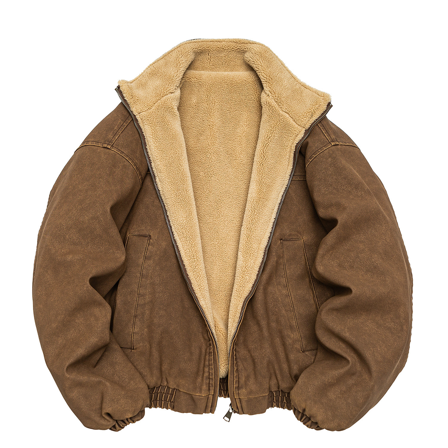 Vintage Distressed Cotton Coat Mens Stand-collar Padded Jacket Thickened Cotton Overcoat