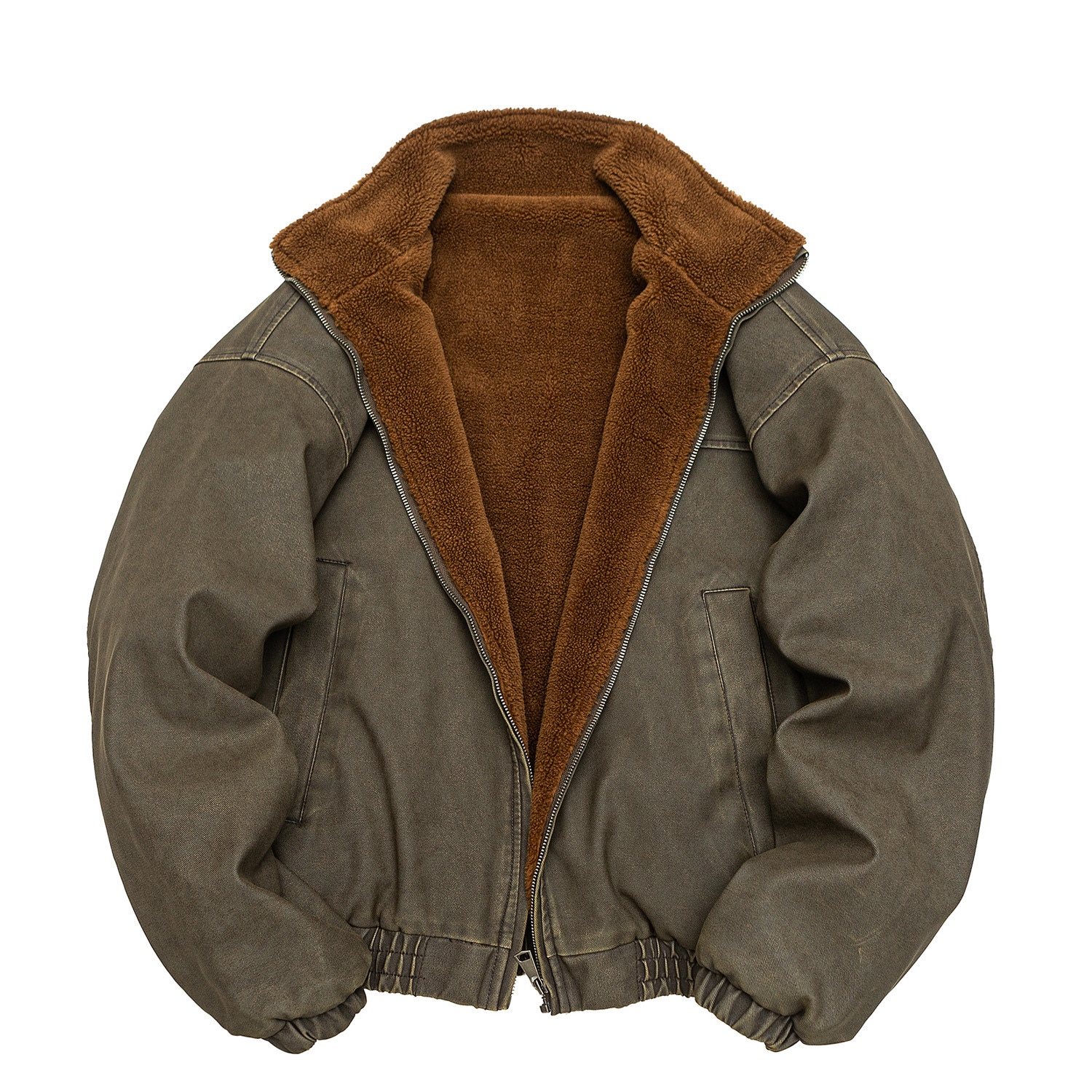 Vintage Distressed Cotton Coat Mens Stand-collar Padded Jacket Thickened Cotton Overcoat