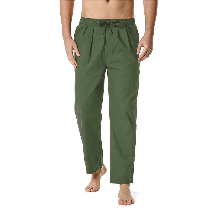 Non-stretch Cotton-linen Casual Regular-length Capri Pants For European And American Youth