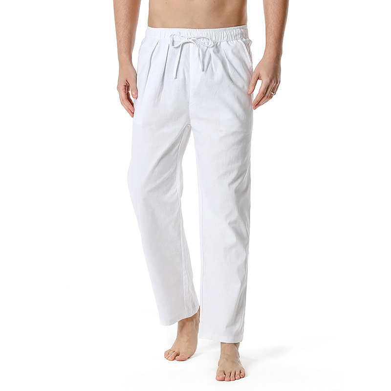 Non-stretch Cotton-linen Casual Regular-length Capri Pants For European And American Youth