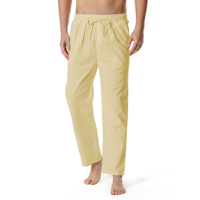 Non-stretch Cotton-linen Casual Regular-length Capri Pants For European And American Youth