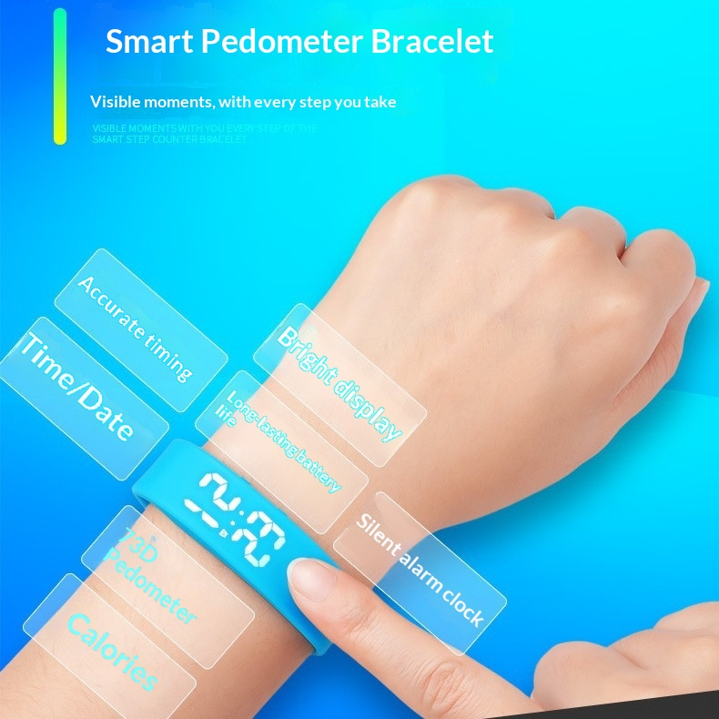 Fitness Smart Bracelet Waterproof Pedometer LED Watch Vibration Alarm Student Childrens Electronic Watch T5S