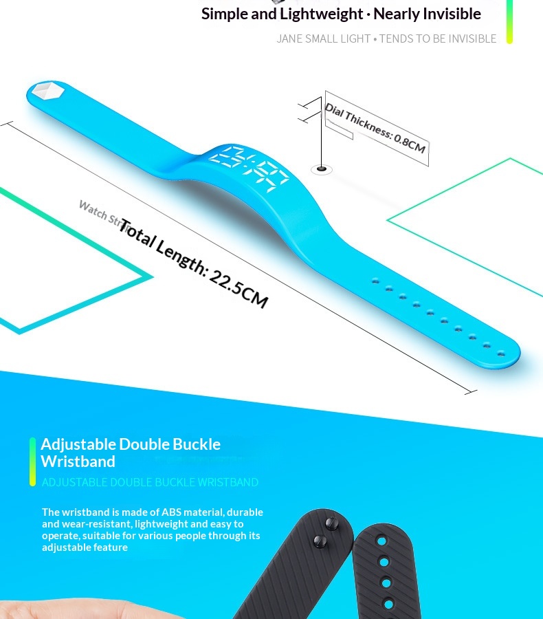 Fitness Smart Bracelet Waterproof Pedometer LED Watch Vibration Alarm Student Childrens Electronic Watch T5S
