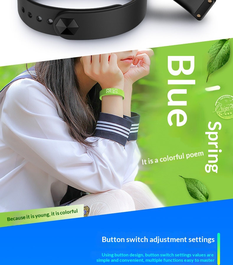 Fitness Smart Bracelet Waterproof Pedometer LED Watch Vibration Alarm Student Childrens Electronic Watch T5S